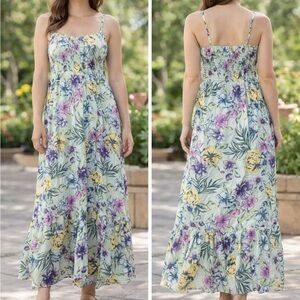 Pastel Floral Spaghetti-Strap Maxi Dress - Mint Floral size Ex Large  NWT